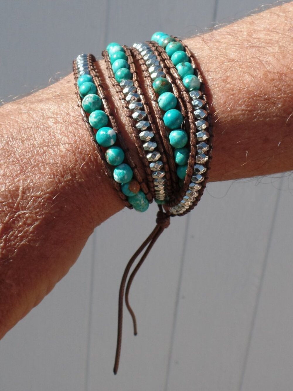 Howlite Turquoise Stone Bracelet Bead Wrap NWOT